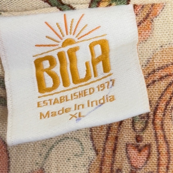 Bila Cream and Orange Floral Mini Dress Size XL - Picture 7 of 9